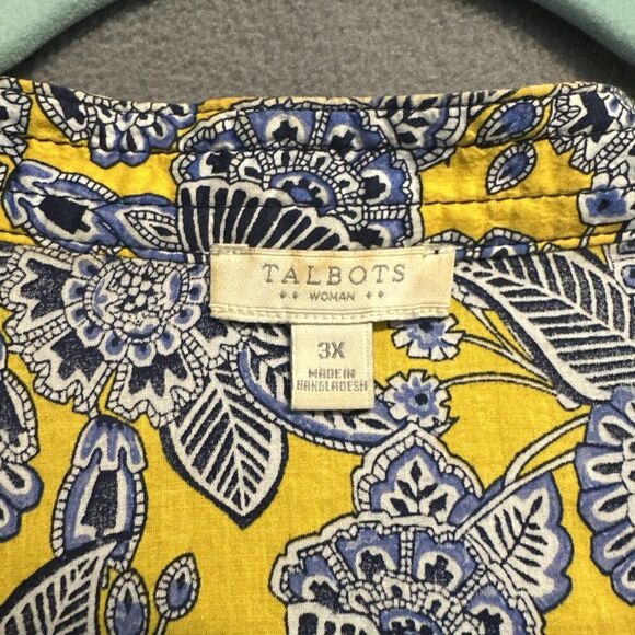 Talbots Paisley Printed Tunic Top Plus Size 3X Yellow Blue Office Career Resort - Picture 4 of 10